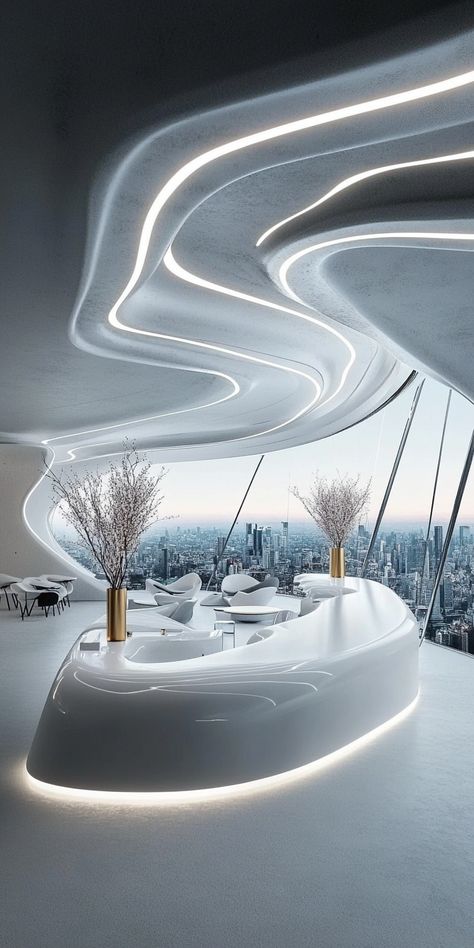 futuristic Lounge Futuristic Lounge, Futuristic Furniture, Futuristic Interior, Desert Homes, Long Beach, Home Inspo, Lounge, Hotel, Travel