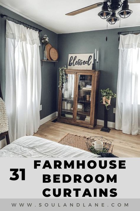 Farmhouse Bedroom Window Treatments, Farmhouse Bedroom Curtains, Farmhouse Curtains Living Room, Small Farmhouse Bedroom, Bedroom Window Design, Farmhouse Living Room Curtains, Cottage Curtains, Window Treatments Bedroom, Bedroom Curtains