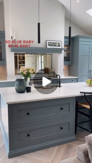 De Nimes Painted Furniture, De Nimes Kitchen, Kitchen Cupboard Colours, Farrow And Ball Kitchen, Cupboard Colors, Breakfast Essentials, Frog House, Spring Sunshine, Blue Kitchen