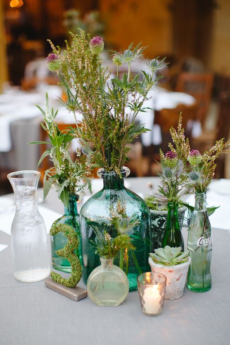 Brighton Wedding, Bottle Centerpieces, Wedding Bottles, Glass Centerpieces, Wedding Vases, Vintage Bottles, Vintage Bottle, Wildflower Wedding, Rustic Chic Wedding