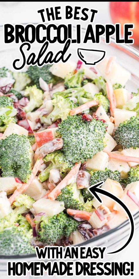 Our broccoli apple salad is a fresh salad filled with crisp fruits and veggies mixed with a creamy dressing. Apple Salads, Broccoli Apple Salad, Apple Broccoli Salad, Best Broccoli Salad Recipe, Golo Recipes, Cold Salads, Side Salads, Apple Salad Recipes, Super Salads