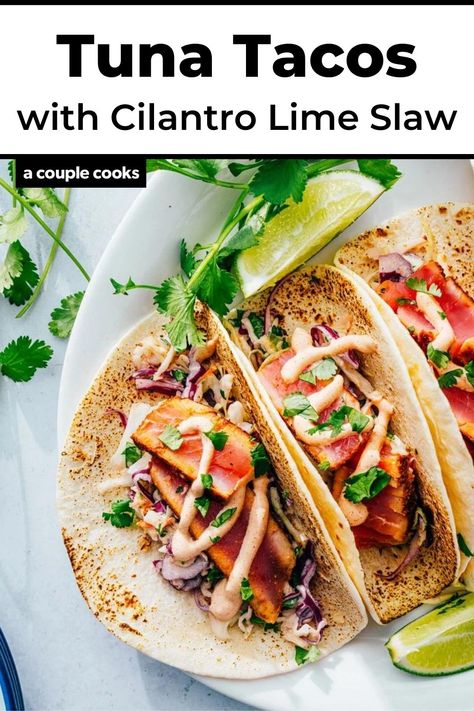 Ahi Tacos Recipe, Ahi Tuna Sauce, Tuna Tacos Recipe, Chipotle Tuna, Ahi Tuna Tacos, Ahi Tuna Steak Recipe, Steak Taco Recipe, Smoked Tuna, Seared Ahi Tuna