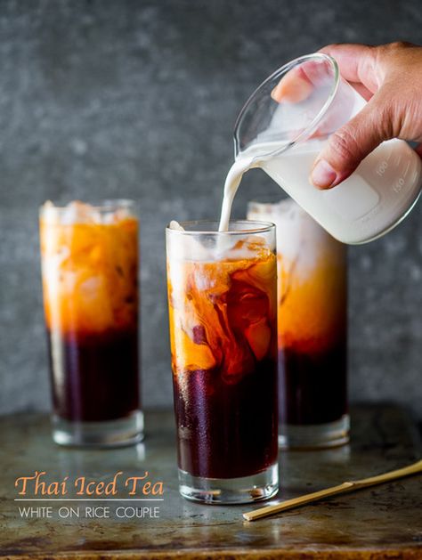 Recipe: Thai Iced Tea. OH MY! I just LOVE this stuff, Tony is trying to get me to eat more thai food, now I can attempt to cook thai food and have the delicious tea too! Thai Drinks, Thai Tea Recipe, Thai Tea Recipes, Thai Iced Tea, Iced Tea Recipes, Thai Tea, Milk Shakes, Tea Recipe, Think Food