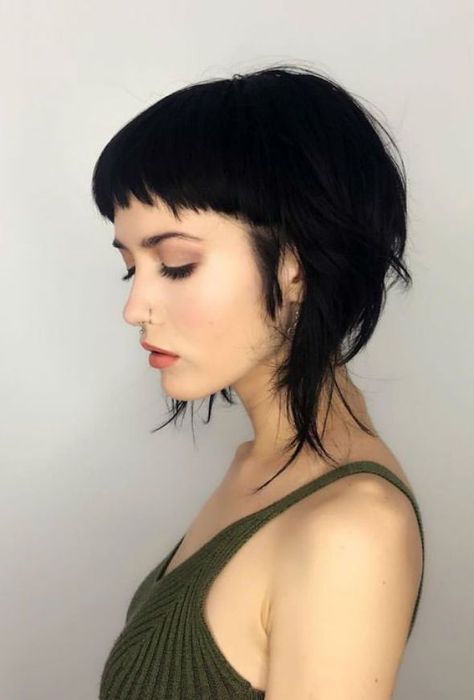 Our Favorite Hair Trend of 2018: Baby Bangs | All the pretty birds | Bloglovin’ Low Effort Short Hairstyles, Undercut With Layers, Punk Shoulder Length Hair, Short Hair With Straight Bangs, Long In Front Short In Back Hair, Punk Bob Haircut, Aline Bob With Bangs, Xiao Haircut, Undercut With Bangs