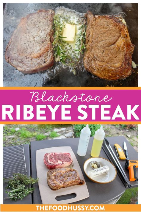 Steaks On A Blackstone Grill, Blackstone Ribeye Steak, Ribeye On Blackstone Griddle, Blackstone Steak Recipes, Steak On The Blackstone, Blackstone Hibachi Recipes, Flat Top Griddle Recipes, Blackstone Hibachi, Blackstone Meals