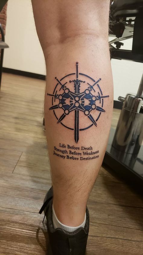 Knights Radiant (From the Brandon Sanderson novels) - By Gene @ Hotrod Tattoo in Chandler AZ #tattoos #tattoo #beauty Knights Radiant Tattoo, Stormlight Archive Tattoo Ideas, Harry Dresden Tattoo, Way Of Kings Tattoo, Name Of The Wind Tattoo, Brandon Sanderson Tattoo, Stormlight Tattoo, Stormlight Archive Tattoo, Cosmere Tattoo