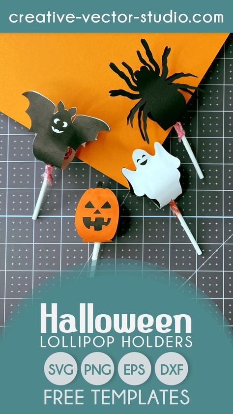 New freebies! Easy to make and doesn't need a lot of materials. Can be cut with scissors! Click to pin and grab this design for free!! #freesvg #freehalloweencandyholdersvg #freebatsvg #freeghostsvg #freespidersvg #freepumpkinsvg #freehalloweenlollipoptemplates Cricut Lollipop Holder, Halloween Treat Holders, Fun Diy Halloween Decorations, Halloween Lollipop, 3d Crafts, Halloween Downloads, Fun Halloween Party Games, Giant Paper Roses, Lollipop Holder