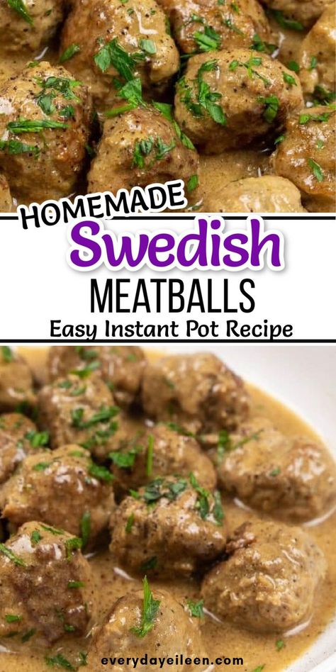 Easy Sweedish Meatballs, Swedish Meatball Appetizer, Instant Pot Swedish Meatballs, Homemade Swedish Meatballs, Swedish Meatballs Easy, Beef Recipe Instant Pot, Meatballs And Gravy, Meatball Dinner, How To Cook Meatballs