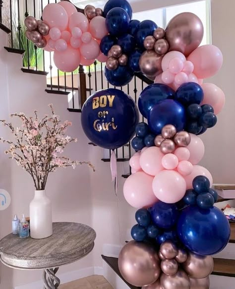 Pink Birthday Theme, 50th Birthday Balloons, Pink Baby Shower Decorations, Lavender Baby Showers, Gender Reveal Baby Shower Themes, Baby Gender Reveal Party Decorations, Blue Party Decorations, Gold Graduation Party, Gender Reveal Party Theme