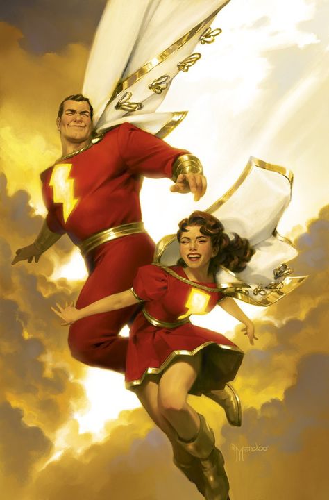 Billy & Mary: Shazam by Miguel Mercado Shazam Family, Original Captain Marvel, Mary Marvel, Captain Marvel Shazam, Black Adam, Marvel Characters Art, Epic Battle, Arte Dc Comics, Dc Comics Artwork