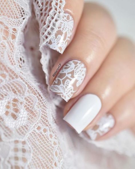 7 Ways to Way Lace - lace nails - nail designs - nail ideas Lace Nail Design, Wedding Day Nails, Lace Nail Art, Lace Nails, Her Nails, Wedding Nails For Bride, Wedding Nails Design, Nail Art Wedding, Bride Nails