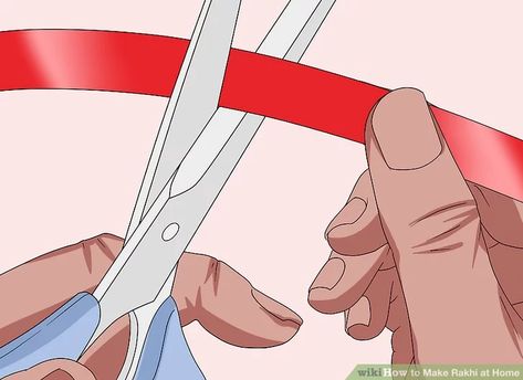 How to Make Rakhi at Home (with Pictures) - wikiHow How To Make Rakhi, Rakhi Making, Fabric Scissors, Fabric Glue, Raksha Bandhan, Silk Thread, Home Made, Wind Sock, At Home