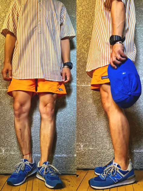 Orange Shorts Outfit, Man Outfit, Outfits Hombre, Shorts Outfit, Orange Shorts, Men Style Tips, Short Legs, Bad Bunny, Sneakers Outfit