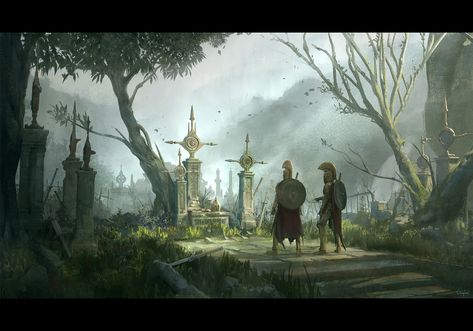 ArtStation - Mythical Monsters - Dangerous Graveyard, Chang-Wei Chen Fantasy Graveyard, Graveyard Art, Mythical Monsters, Medieval Knights, Dark Spirit, Fantasy Sci Fi, New Fantasy, Image Painting, Fantasy Story