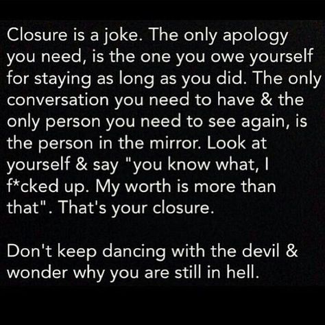 @narcissistrecovery on Instagram: “Don’t use needing closure as an excuse to keep in contact. They will never give you real closure. Your closure is healing and moving on.” Give Yourself 6 Months, Be Enough For Yourself First, Be Enough For Yourself, Learning To Love Yourself, Life Words, Quotes About Love, Awesome Quotes, Truth Quotes, Mental And Emotional Health