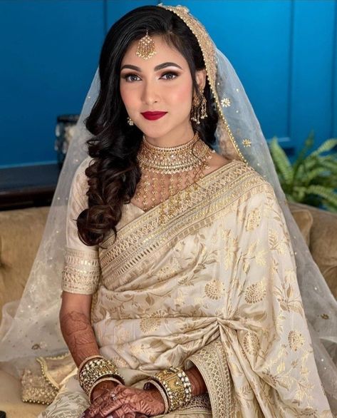 Engagement Dress For Bride Indian Gown, Muslim Brides Indian, Dreamy White Wedding, Engagement Dress For Bride Indian, Wedding Saree Ideas, Indian Wedding Reception Outfits, Engagement Dress For Bride, Haldi Ceremony Outfit, Wedding Reception Outfit