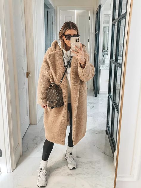 Women's A&F Teddy Coat curated on LTK Beige Fur Coat Outfit, Brown Teddy Coat Outfit, Teddy Coat Street Style, Bear Coat Outfit, Fuzzy Coat Outfit, Sherpa Coat Outfit, Coat Outfit Aesthetic, Winter Outfits Dress, Teddy Bear Coat Outfit