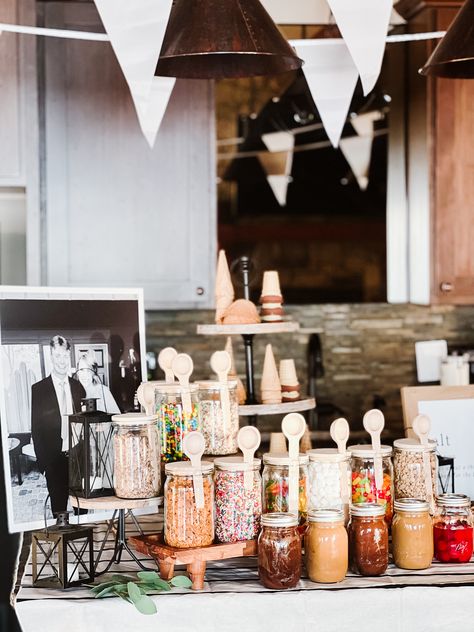 Ice Cream Bar Wedding Reception, Ice Cream Toppings Bar, Ice Cream Party Bar, Wedding Ice Cream Bar, Ice Cream Wedding, Ice Cream Station, Bar Wedding Reception, Toppings Bar, Tiered Dessert Stand