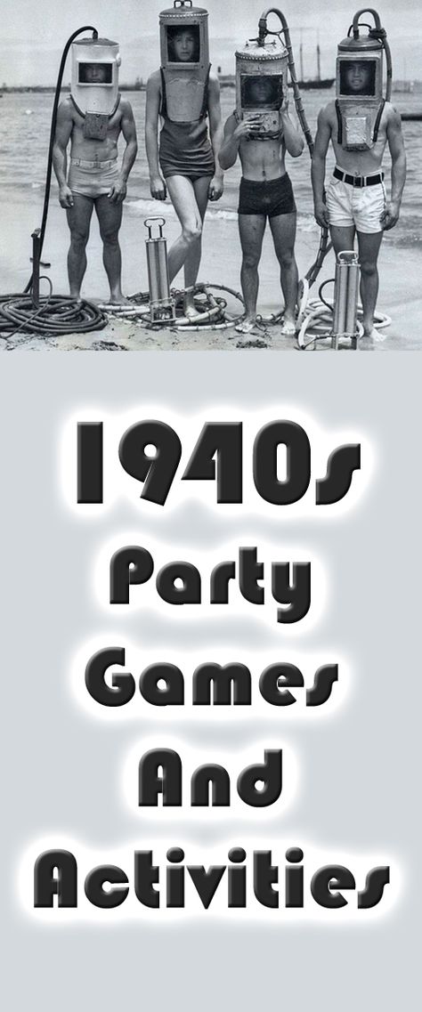 Unique and fun 1940s theme party games and activities - great for your next 1940s theme party. 1940s Birthday Party Ideas, Ve Day 1945 Party Ideas, Vintage Party Games, 1940s Decorations Party, 40s Party Theme, 40s Theme Party, 1940s Birthday Party, 1940s Theme Party, 75th Birthday Ideas For Mom