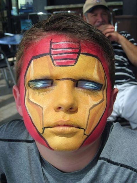 Iron Man. Iron Man Face Paint, Iron Man Painting, Superhero Face Painting, Iron Man Face, Face Painting For Boys, Painting Halloween, Face Paints, Face Paint Makeup, Kids Face Paint