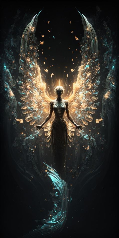 Angel Phone Wallpaper, Glowing Wings, Mythical World, Illusion Kunst, Angel Artwork, Angel Wallpaper, Divine Beauty, Angel Images, Beautiful Angels Pictures