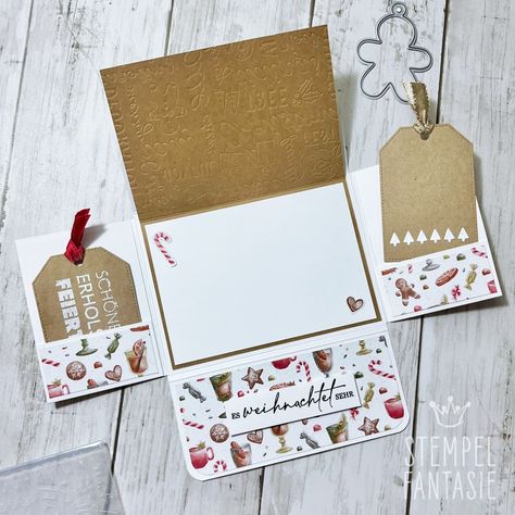 Stampin Up Weihnachten, Stampin Up Anleitung, Pocket Folder, Treat Holder, 3d Paper Crafts, Stampin Up Christmas, Fun Fold Cards, 3d Paper, Folded Cards