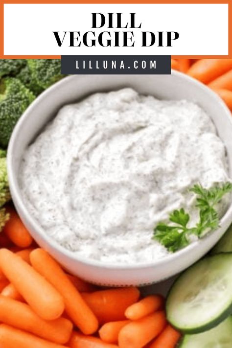 Fresh & creamy Dill Veggie Dip is quick, simple, and perfect for parties and snacking. It's our go-to vegetable dip! #dillveggiedip #vegetabledip #dilldip #veggiedip #dip Dill Veggie Dip Recipe, Dill Veggie Dip, Veggie Dip Recipe, Dill Dip Recipes, Vegetable Dip Recipe, Veggie Cups, Vegetable Dips, Dill Dip, Vegetable Dip