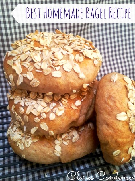 Homemade Bagel Recipe - Clarks Condensed Panera Bagels, Homemade Bagel Recipe, Wheat Thins, Bakery Food, Homemade Bagels, Bagel Recipe, Bread Bun, Bread Machine, Bread Recipes Homemade