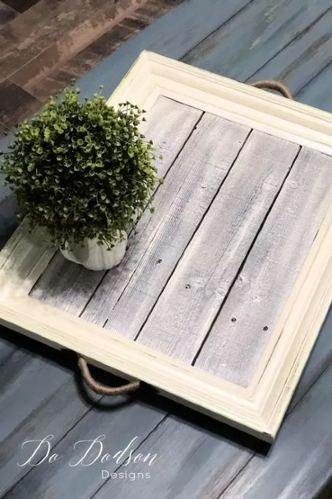 Easy DIY Picture Frame Tray | Hometalk Frames For Mirrors, Wood Crafts That Sell, Scrap Wood Project, Dollar Store Mirror, Glass Wall Vase, Painted Tin Cans, Wood Succulent Planter, Picture Frame Tray, Backyard Upgrades