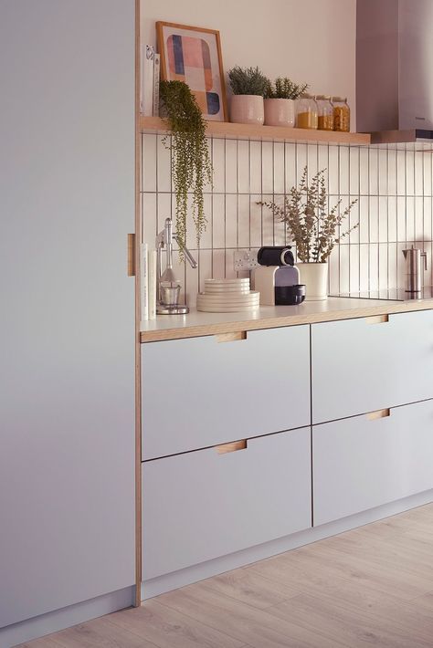 A serene shoot kitchen for Lux Studio London - a photographic and video studio in East London.  Plykea Formica Arctic Blue birch plywood kitchen fronts paired with semi-recessed handles and a Formica Soft White worktop, to customise an IKEA kitchen 🖤. All using IKEA Metod or Sektion cabinets.

#plywoodkitchen #birchplywood #plywood #ikeahack #kitchenideas #kitchentrends

📷 Lux Studio London Birch Plywood Kitchen, Birch Kitchen Cabinets, Sektion Cabinets, Ikea Metod Kitchen, Ikea Kitchens, White Worktop, Plywood Edge, Plywood Kitchen, Veneer Plywood