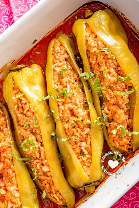 Cubanelle Pepper Recipe, Peppers Stuffed With Chicken, Stuffed Cubanelle Peppers, Brown Rice And Chicken, Cubanelle Pepper, Italian Stuffed Peppers, Rice And Chicken, Pepper Recipes, Chicken And Brown Rice