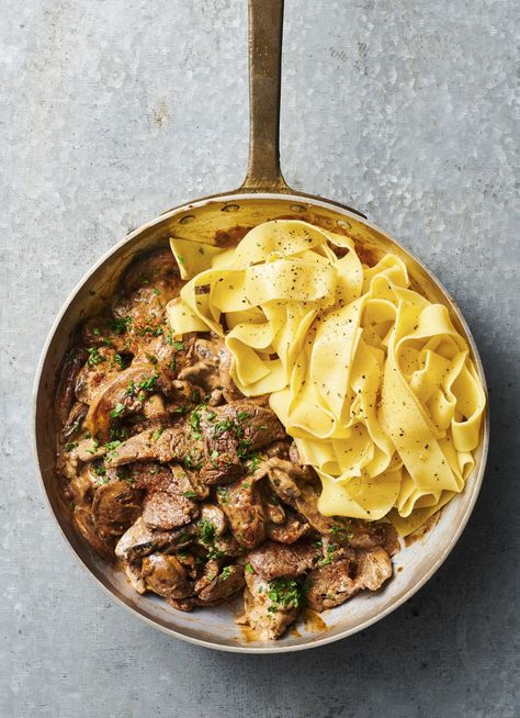 2 Pappardelle Recipes, Dish Magazine, Pappardelle Recipe, Pappardelle Pasta, Chicken Stroganoff, Beef Cheeks, Stroganoff Recipe, Beef Tips, Cooking With Olive Oil