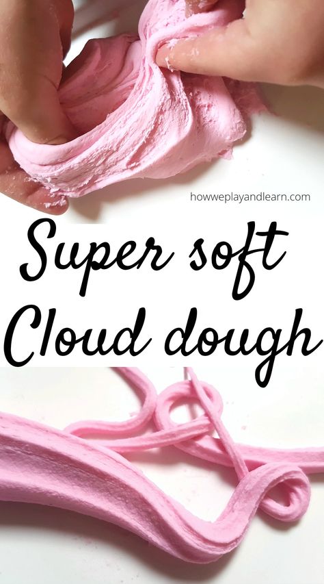 Pink cloud dough How To Make Cloud Dough, Moon Dough, Fake Rose Petals, Fluffy Slime Recipe, How To Make Clouds, Heuristic Play, Cloud Dough, Diy Slime Recipe, Heart Sprinkles