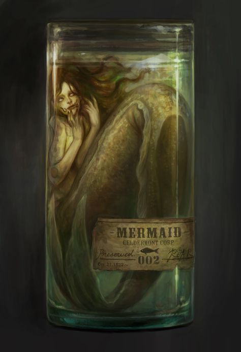 ArtStation - 002_Preserved Mermaid bottle, ROAR (mina kim) Mermaid Bottle, In A Jar, A Mermaid, Social Network, Mermaid, Glass