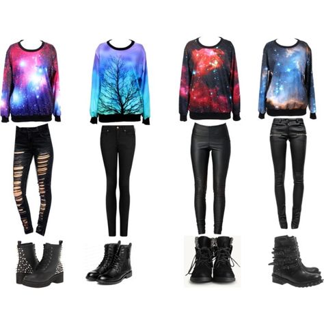 ☆Galaxy☆ミ ☆彡 Different Styles Of Clothes, Galaxy Things, Galaxy Clothes, Galaxy Clothing, Styles Of Clothes, Galaxy Sweater, Leggings And Combat Boots, Galaxy Sweatshirt, Light Up Clothes