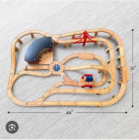 Wooden Train Set Layout, Wooden Train Table, Brio Train Set, Brio Train, Trestle Bridge, Train Table, Wooden Train Set, Kids Training, Melissa And Doug