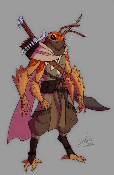 Bug Characters Design, Dnd Thri-kreen Character Art, Thri Kreen Character Art, Insect Person Character Design, Dnd Thri-keen, Thri Kreen Dnd, Thri Kreen Character Design, 4 Armed Character Design, Spelljammer Characters