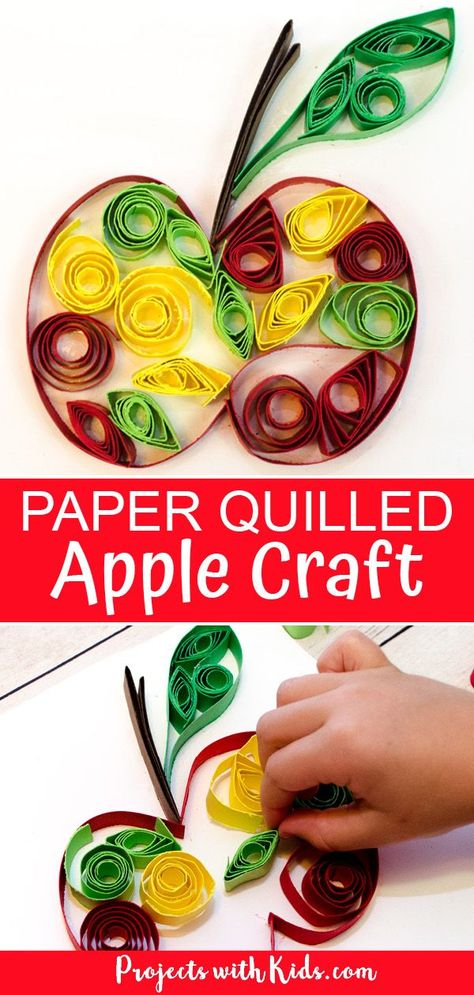 Easy Paper Quilling, Apple Art Projects, Fall Crafts For Toddlers, September Art, September Crafts, Art Project For Kids, Apple Craft, Fall Arts And Crafts, Fall Art Projects