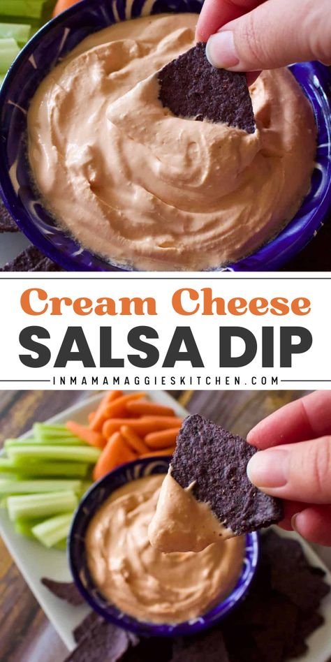 Looking for an easy crowd pleasing dip? Try Cream Cheese Salsa Dip! With just 2 ingredients, cream cheese, and tomato salsa, it’s a Superbowl party food idea that’s perfect for your game day menu. Try it today! Salsa Ranch Dip, Salsa Dip With Sour Cream, Cream Cheese And Salsa Dip, Cream Cheese Dips Easy, Salsa Dip With Cream Cheese, Salsa Cream Cheese Dip, Dips With Cream Cheese, Cheese Salsa Dip, Cream Cheese And Tomato