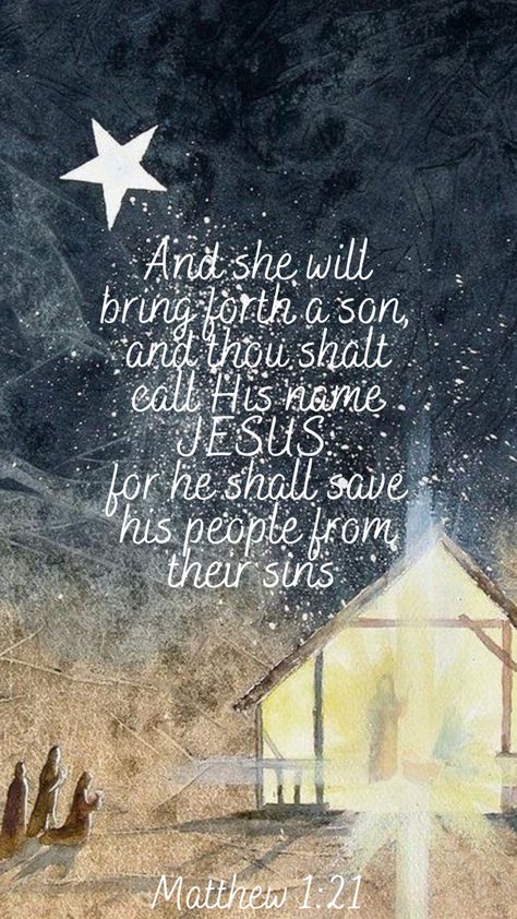 Christian Christmas Quotes, Christmas Iphone Wallpaper, Kjv Verses, Bulletin Ideas, Matthew 1 21, 5 Solas, Woord Van God, Christmas Scripture, Scripture Wallpaper