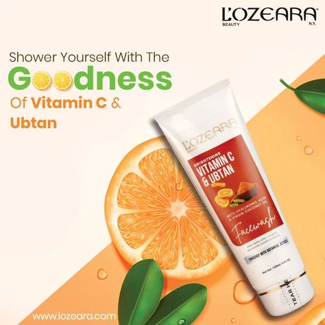 The secret to naturally glowing skin that has been around for centuries is nothing other than Ubtan. With our Vitamin C and Ubtan face, wash be on top of your skincare this summer season. Get that #naturalWalashinningGlow with Ubtan in just a few weeks. Order it today from our website. :- https://lozeara.com/ #Lozeara #glowingskin #Ubtan #VitaminC #Ubtanfacewash #skincare #facewash Face Wash Creative Ads, Face Wash Ads, Vitamin Ads, Skincare Creative Ads, Graphic Design Personal Branding, Drawing Book Pdf, Cosmetic Poster, Healthcare Ads, Naturally Glowing Skin