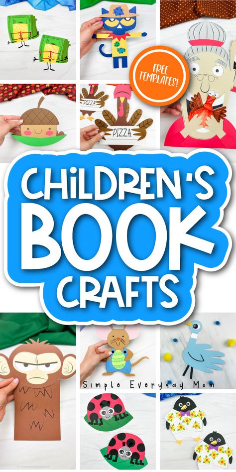 17 Delightful Kids Book Crafts W/ Free Printable Templates Reader Digest Books Crafts, Library Crafts For Preschoolers, Preschool Book And Activity, Book Float Parade Ideas, Book Activities For Kindergarten, Book And Craft Activities, Book Character Crafts, Take And Make Crafts For Kids Library, Kids Library Ideas