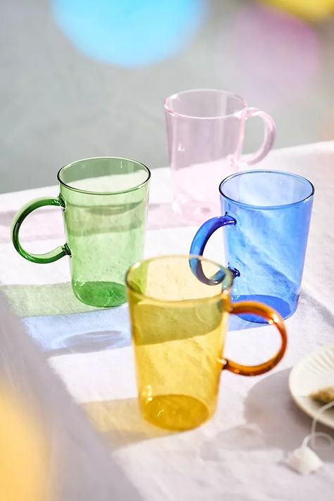 Glassware | Drinking Glasses & Tumbler Glasses | Anthropologie Colored Coffee Mugs, Cool Glassware, Colored Drinking Glasses, Colorful Glassware, College House, Tumbler Glasses, Glassware Drinking, Outdoor Living Furniture, Wishlist 2024