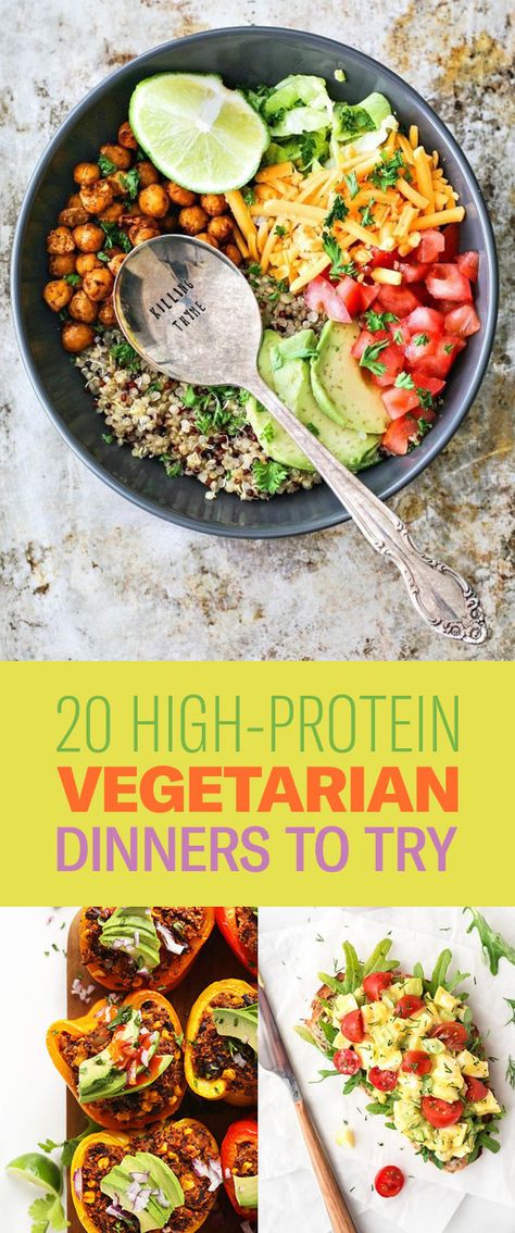 20 Protein-Packed Dinners With No Meat Burger Vegetarian, Vegetarische Diners, High Protein Vegetarian, Sandwich Vegetarian, Protein Vegetarian, Protein Dinner, Recipes Lunch, No Meat, Recipes Soup