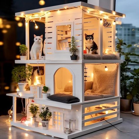 Cat Room Decor, Katt Grejer, Kat Diy, Cardboard Cat House, Cat Bedroom, Cat Patio, Diy Cat Tree, Outdoor Cat Enclosure, Cat House Diy