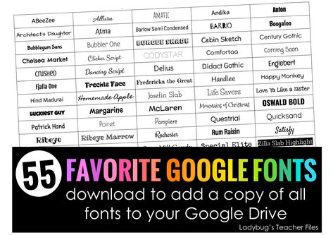 55 Favorite Google Fonts | Ladybug's Teacher Files | Bloglovin’ Best Google Fonts, Best Cursive Fonts, Teacher Fonts, Teacher Files, Bubble Letter Fonts, Font Bubble, Instagram Font, Aesthetic Notes, Digital Organization