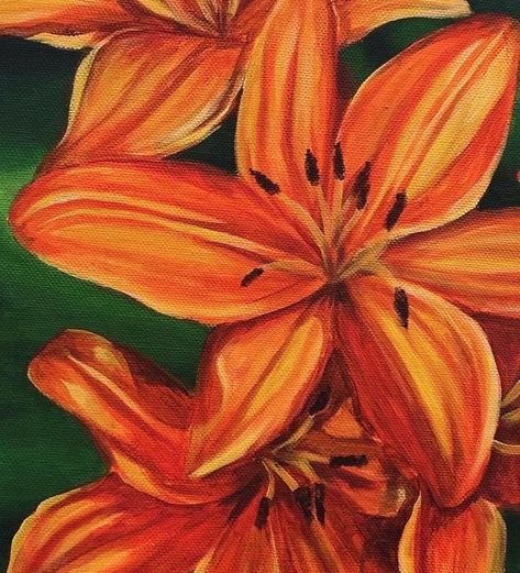 Tiger Lilies print  3x3" available Tiger Lillies Flowers, Tiger Lily Painting, Tiger Lilies Aesthetic, Watercolor Tiger Lily, Orange Tiger Lily, Lily Painting, Oil Pastel Art, Cute Canvas Paintings, Small Canvas Art