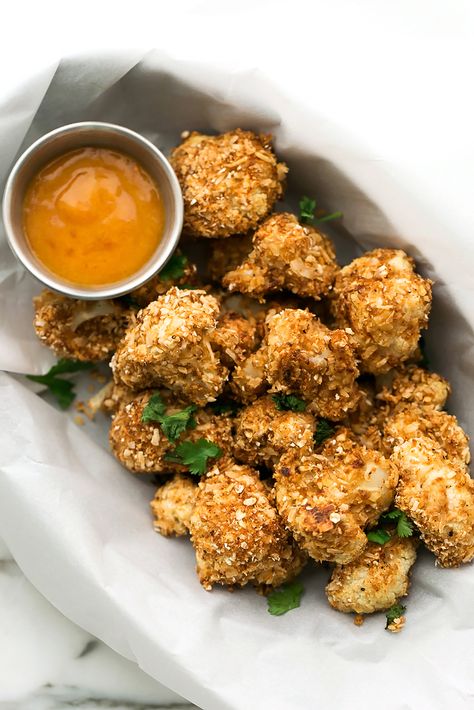 Coconut Cauliflower, Chili Mango, Spiced Cauliflower, Mango Sauce, Chinese Food Recipes, Spicy Chili, Vegan Appetizers, Cauliflower Recipes, Fried Food