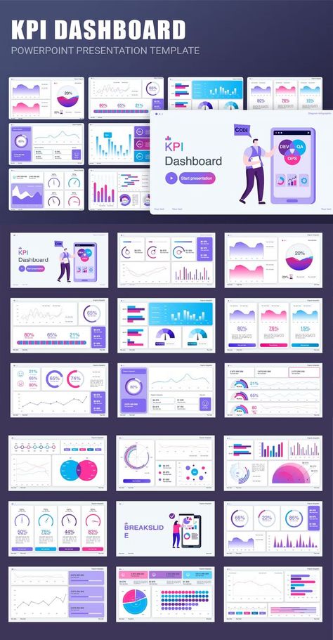 Kpi Presentation Design, Kpi Dashboard Design, Best Presentation Templates, Performance Indicators, Kpi Dashboard, Power Bi, Powerpoint Presentation Design, Presentation Design Template, Key Performance Indicators