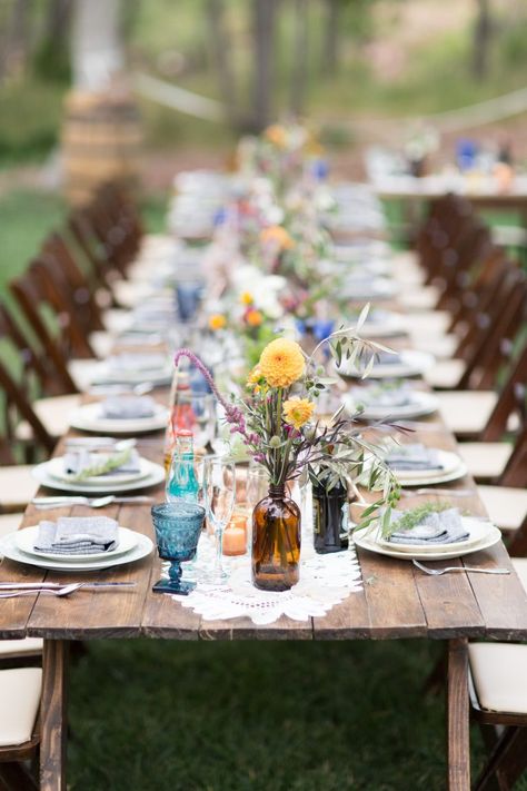 Andrea + Branden | Boho Zion Wedding | Forevermore Events | Wedding Planner in St. George, Utah Wedding table. Decor. Floral. Wedding design. Wedding planner. Skull. Sweetheart table. National park.boho vintage Camping Wedding Theme, Wedding Themes Outdoor, Summer Camp Themes, Summer Camp Wedding, Eclectic Dining, Wedding Themes Summer, Outdoor Dinner, Camp Wedding, Wedding Inspiration Summer